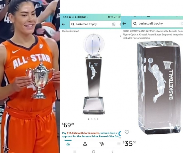 黑白体育直播新闻：WNBA全明星正赛落幕 MVP奖杯太普通引发球迷热议