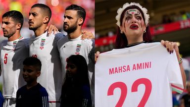 伊朗球员唱国歌| Mahsa Amini致敬|球迷骚乱报道