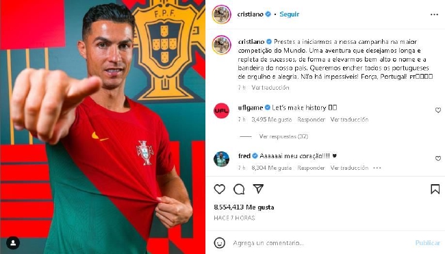C罗：即将开始世界杯的比赛 希望让葡萄牙人骄傲