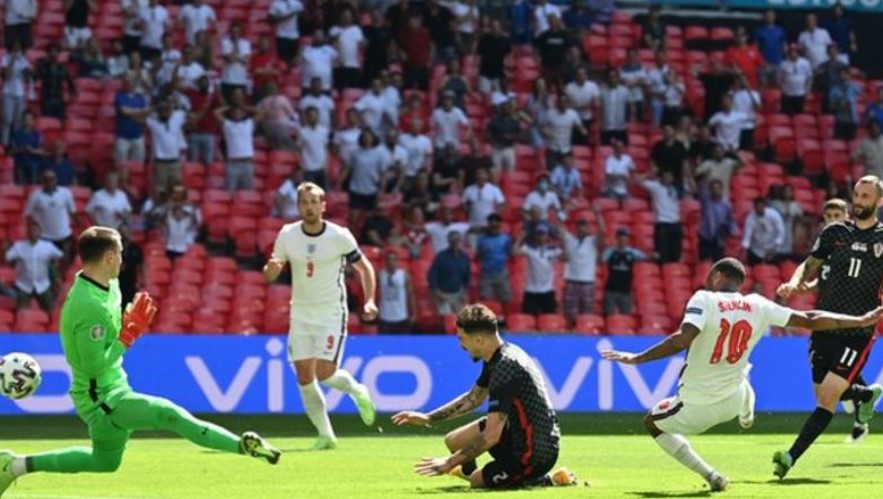 黑白体育直播新闻：斯特林的球使英格兰获得了首场欧洲杯胜利